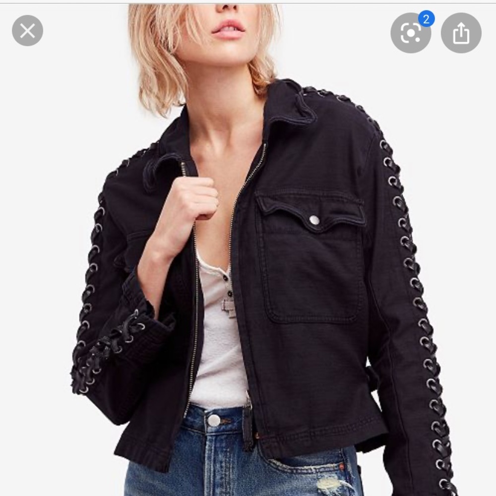 Free People black zip up jacket! NWT!